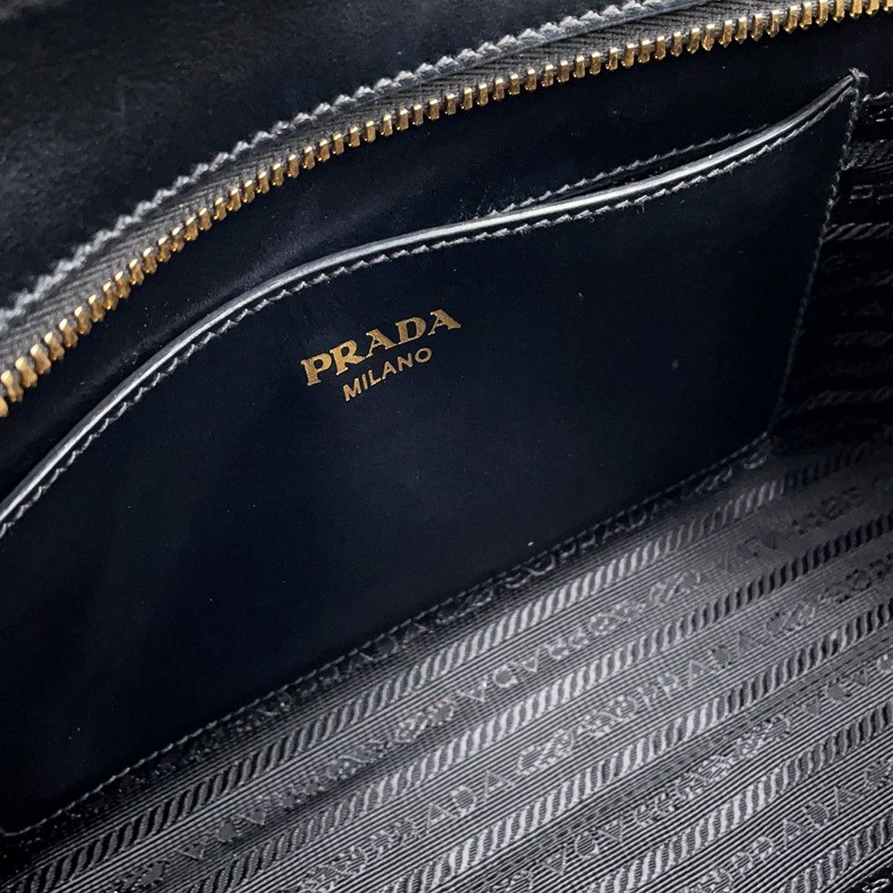 Prada Handbag Triangle Logo Leather 2-Way Shoulder Black — view 7