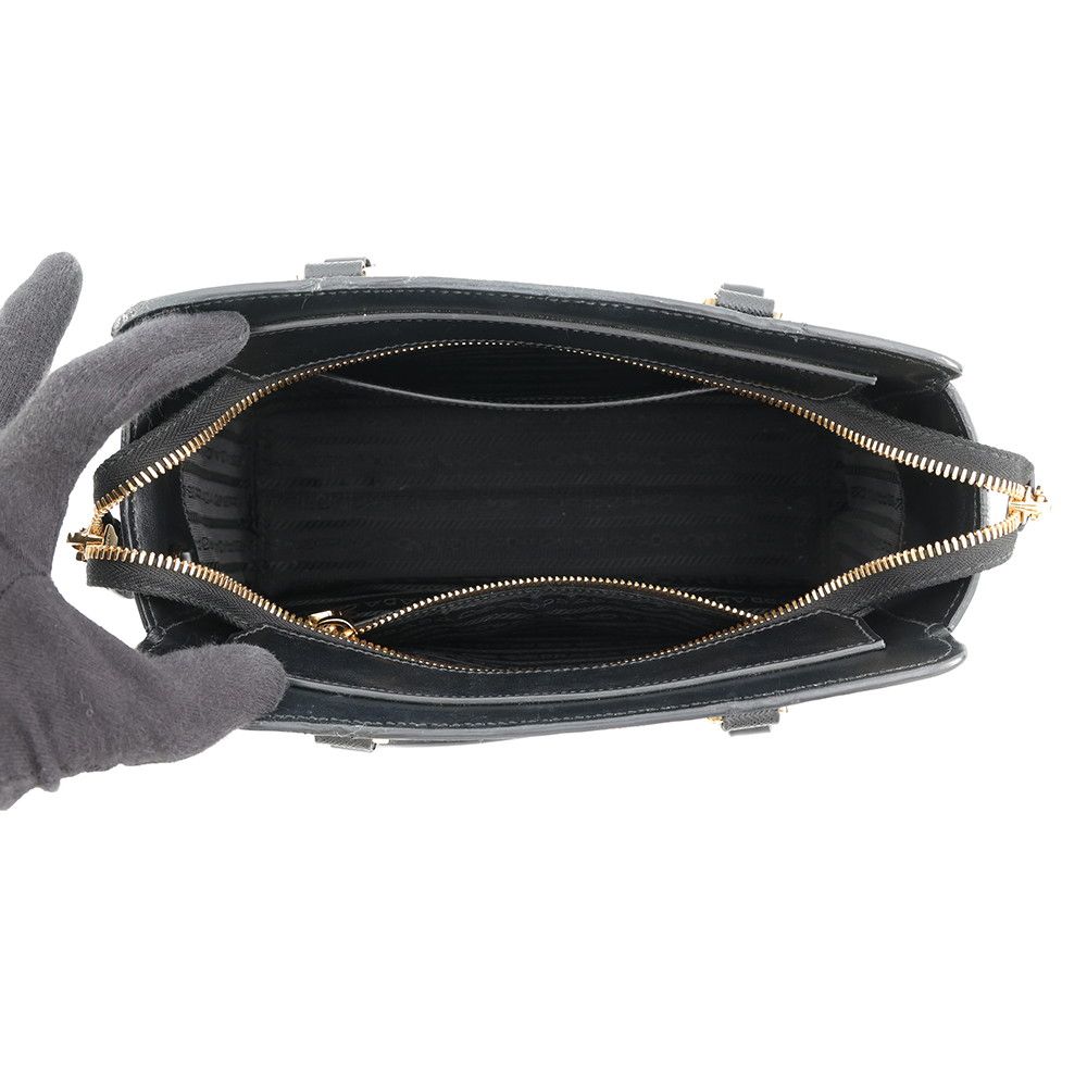 Prada Handbag Triangle Logo Leather 2-Way Shoulder Black — view 6