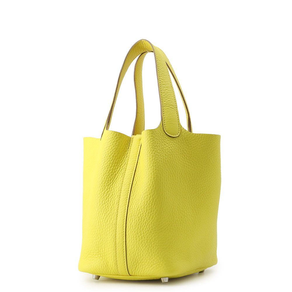 Hermes Handbag Picotin Lock PM Lime Silver Taurillon Clemence Tote — view 2