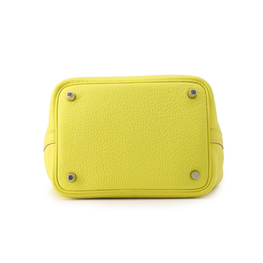 Hermes Handbag Picotin Lock PM Lime Silver Taurillon Clemence Tote — view 3