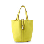 Hermes Handbag Picotin Lock PM Lime Silver Taurillon Clemence Tote