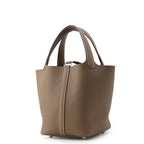 Hermes Handbag Picotin Lock PM Etoupe Silver Taurillon Clemence Tote — view 2