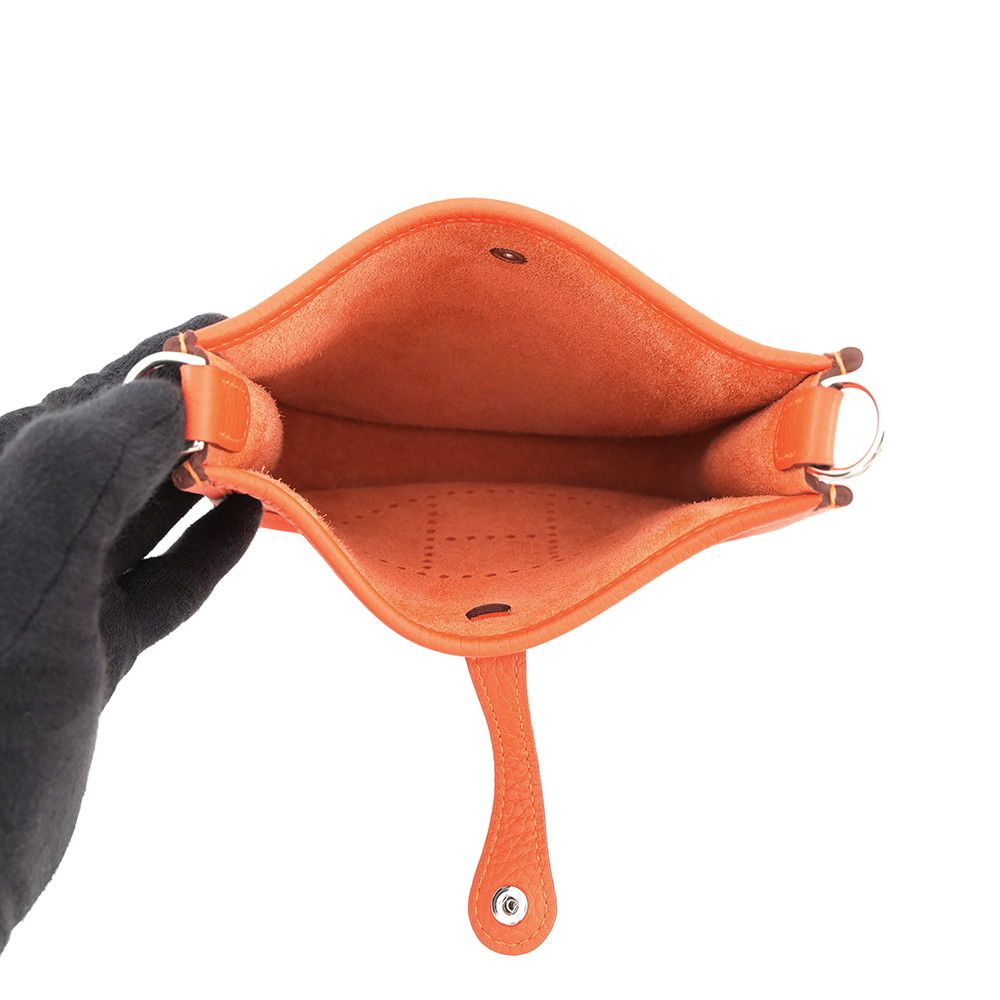 Hermes Shoulder Bag Evelyne TPM 1 Orange Silver Taurillon Clemence — view 5