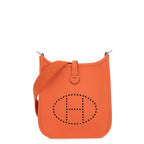 Hermes Shoulder Bag Evelyne TPM 1 Orange Silver Taurillon Clemence
