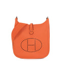 Hermes Shoulder Bag Evelyne 3 23 Orange Silver Taurillon Clemence