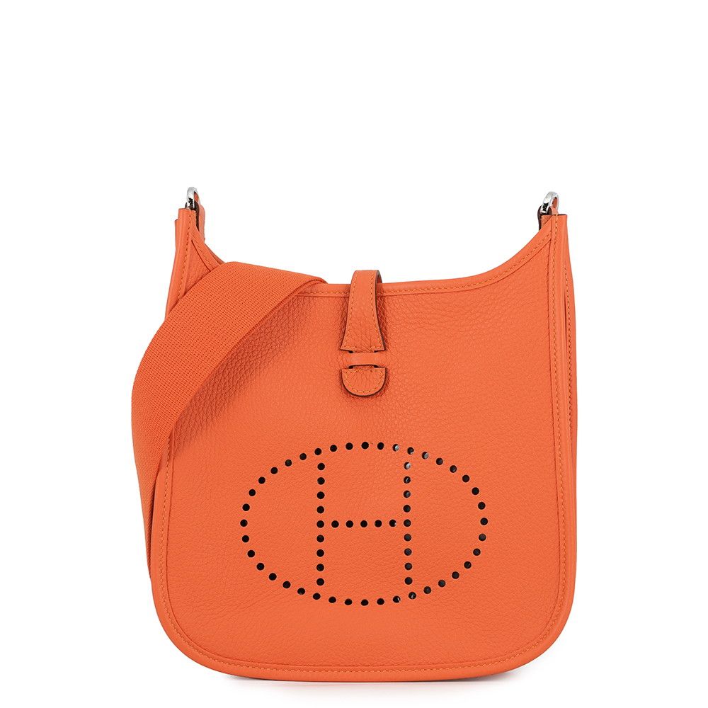 Hermes Shoulder Bag Evelyne 3 23 Orange Silver Taurillon Clemence