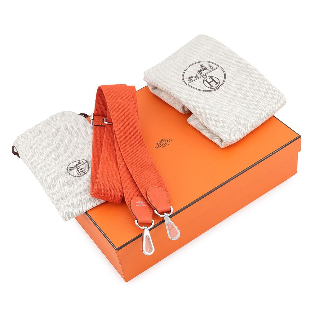Hermes Shoulder Bag Evelyne 3 23 Orange Silver Taurillon Clemence — view 8