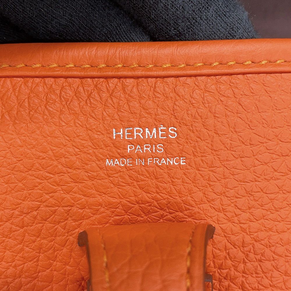 Hermes Shoulder Bag Evelyne 3 23 Orange Silver Taurillon Clemence — view 7