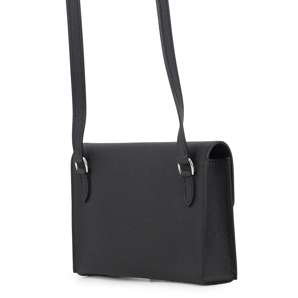 Hermes Wallet on Chain Nappe-to-Go Black Silver Lacquer Epsom Shoulder Bag — view 2