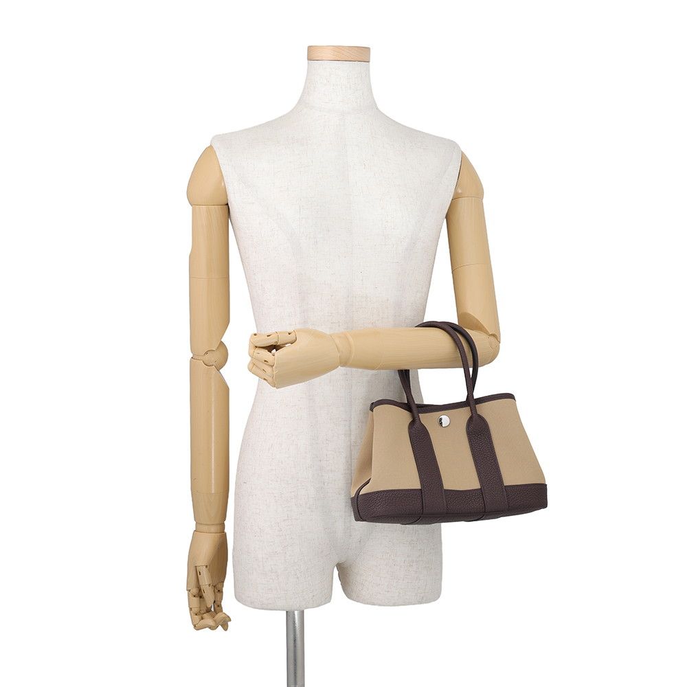 Hermes Tote Bag Neo Garden 23 Party Rougesellier Trench Silver Toile Officier — view 4