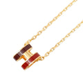 Hermes Necklace Mini Pop H Rocabar Flamboisier Brown Rouge Gold