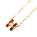 Hermes Necklace Mini Pop H Rocabar Flamboisier Brown Rouge Gold — view 3