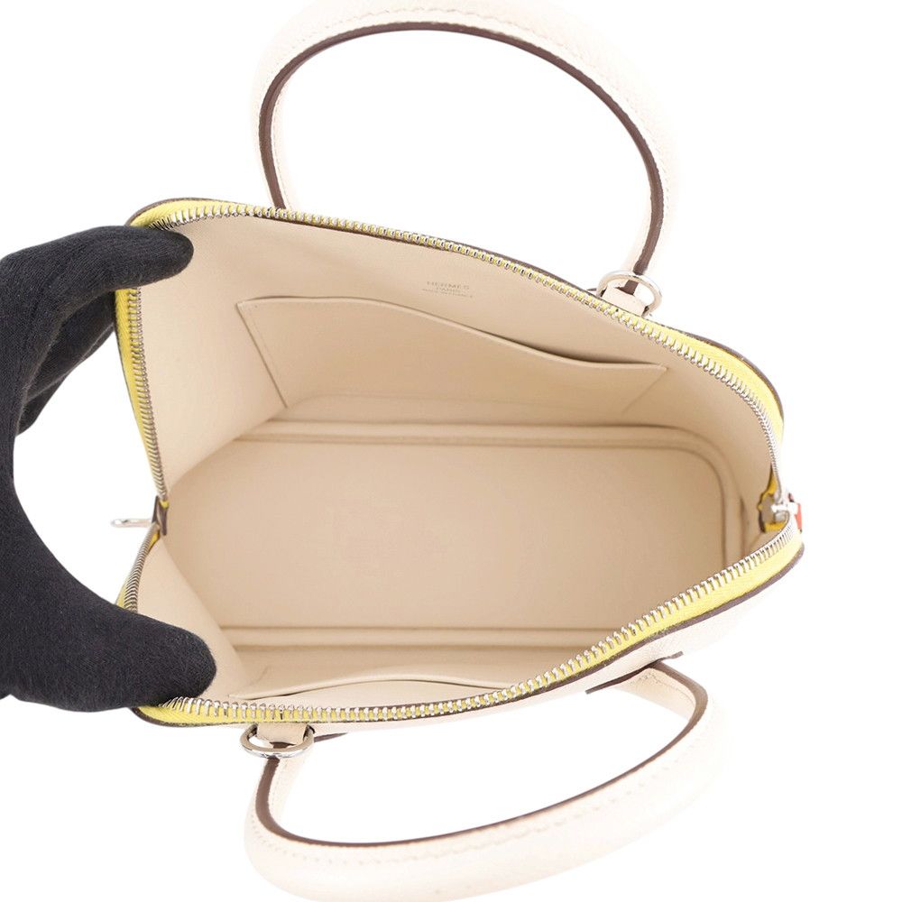 Hermes Bolide 1923 25 Nata Jaune Citron Terre Batieux Silver Epsom 2-Way Handbag — view 6