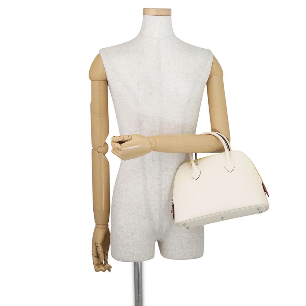 Hermes Bolide 1923 25 Nata Jaune Citron Terre Batieux Silver Epsom 2-Way Handbag — view 4