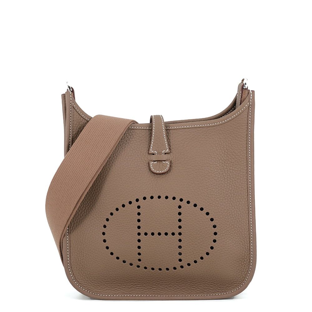 Hermes Shoulder Bag Evelyne 3 23 Etoupe Silver Taurillon Clemence