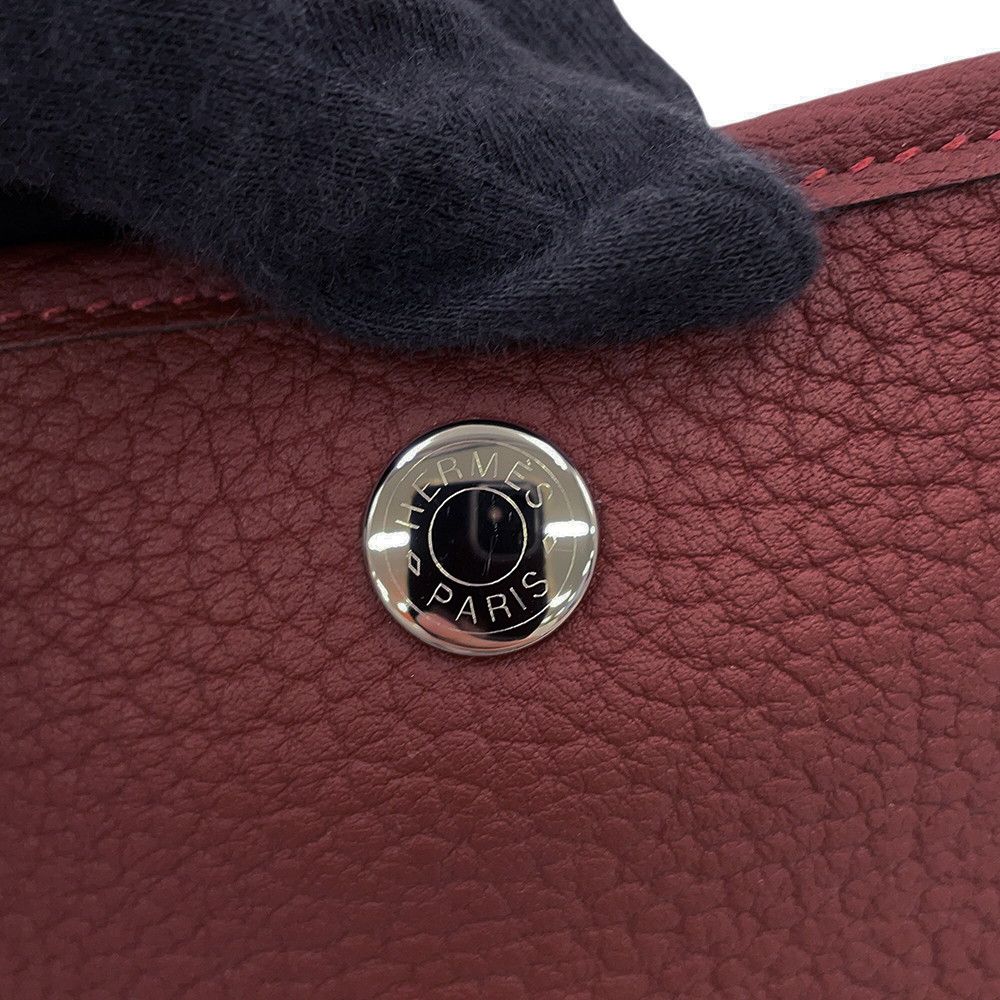 Hermes Tote Bag Garden Party PM Rouge Ash Silver Negonda — view 6