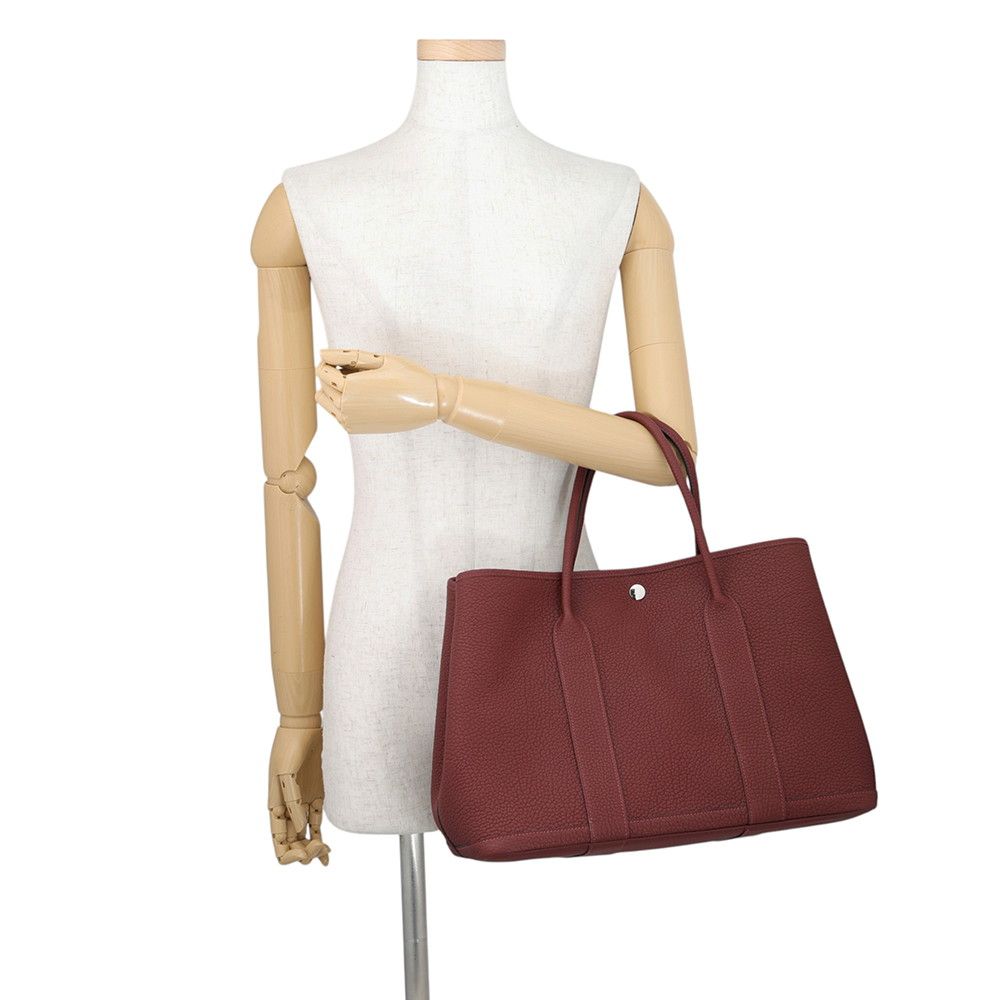 Hermes Tote Bag Garden Party PM Rouge Ash Silver Negonda — view 4