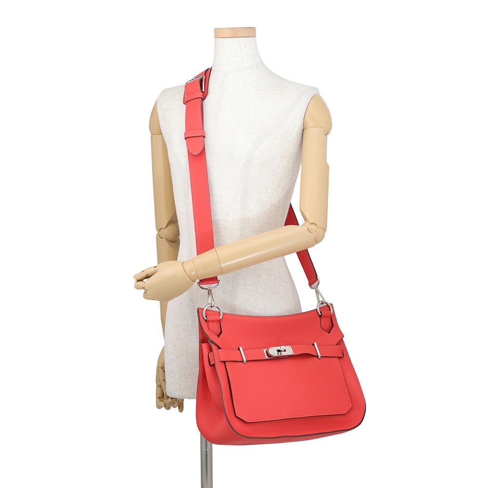 Hermes Jypsiere 31 Rouge Pivoine Silver Taurillon Clemence Crossbody — view 4