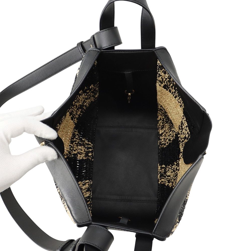 Loewe Handbag Hammock Compact Leather Raffia 2-Way Shoulder Black — view 6