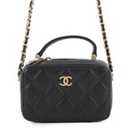 Chanel Chain Vanity Bag Mini Quilted CC Logo Caviar Leather Bag Black