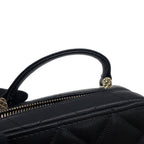 Chanel Chain Vanity Bag Mini Quilted CC Logo Caviar Leather Bag Black — view 8