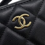 Chanel Chain Vanity Bag Mini Quilted CC Logo Caviar Leather Bag Black — view 7