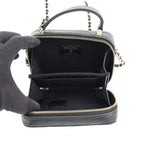 Chanel Chain Vanity Bag Mini Quilted CC Logo Caviar Leather Bag Black — view 5