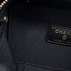 Chanel Chain Vanity Bag Mini Quilted CC Logo Caviar Leather Bag Black — view 6