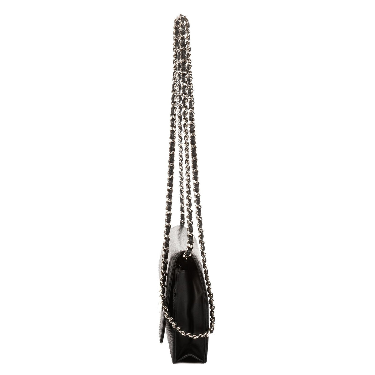 Chanel CC Wallet Black Caviar Leather on Chain — view 3