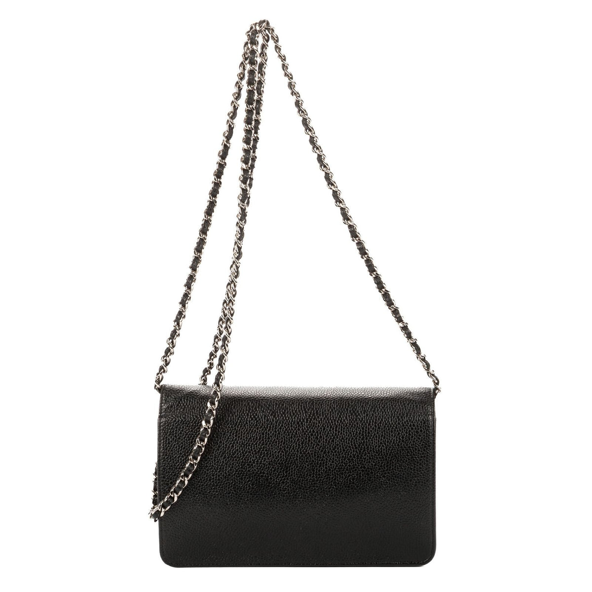 Chanel CC Wallet Black Caviar Leather on Chain — view 5
