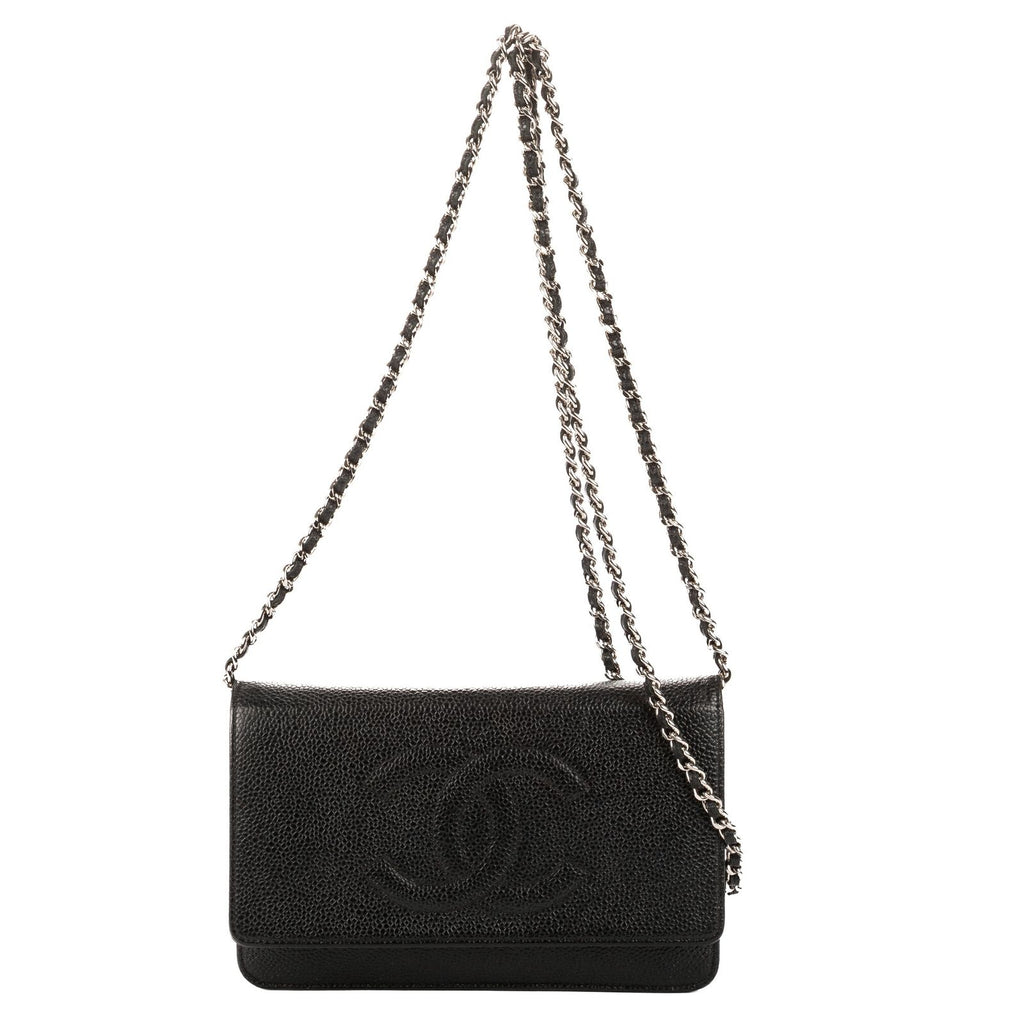 Chanel CC Wallet Black Caviar Leather on Chain