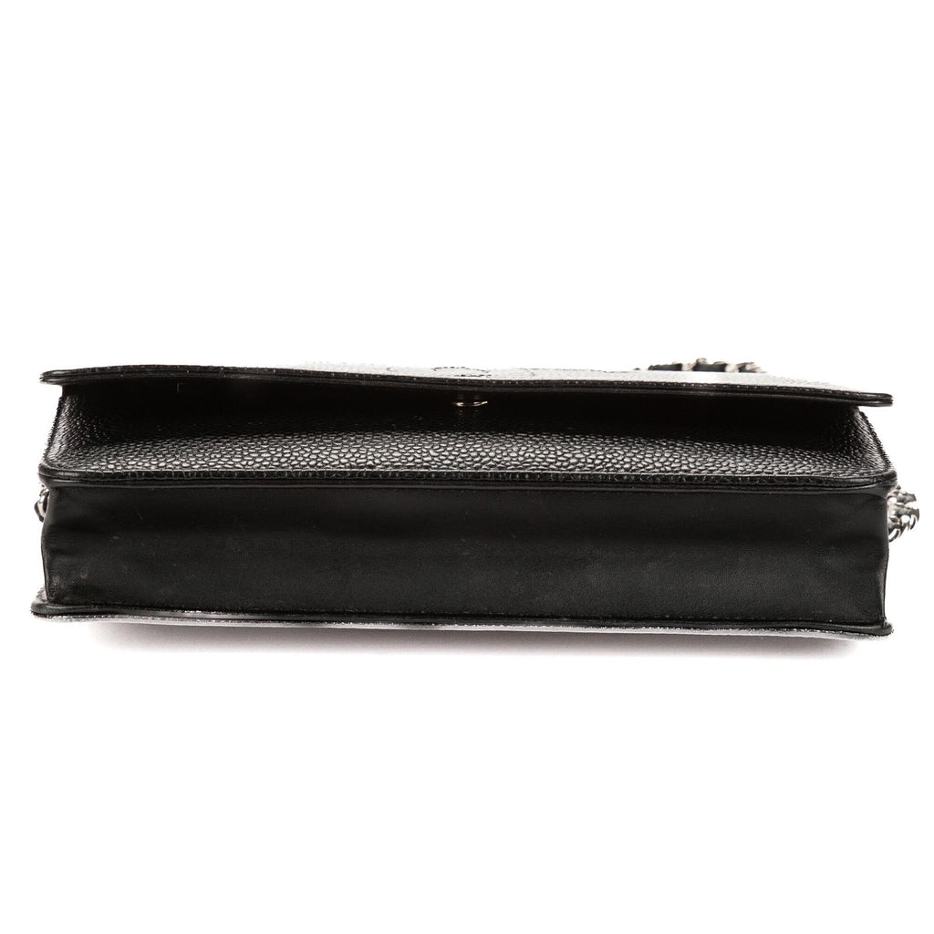 Chanel CC Wallet Black Caviar Leather on Chain — view 6