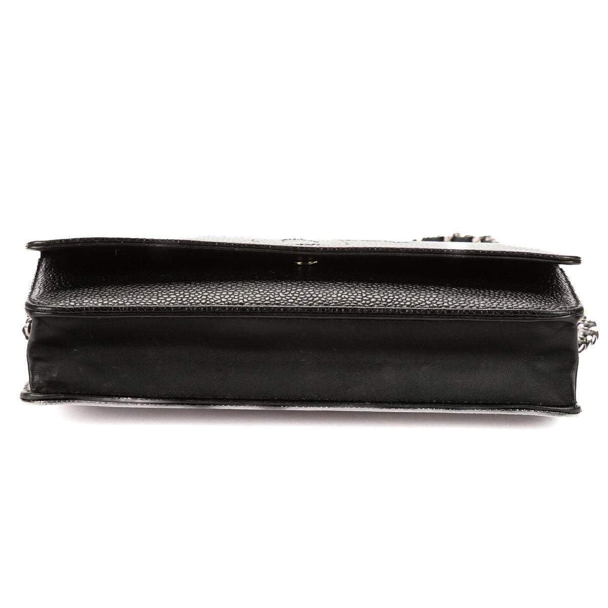 Chanel CC Wallet Black Caviar Leather on Chain — view 6