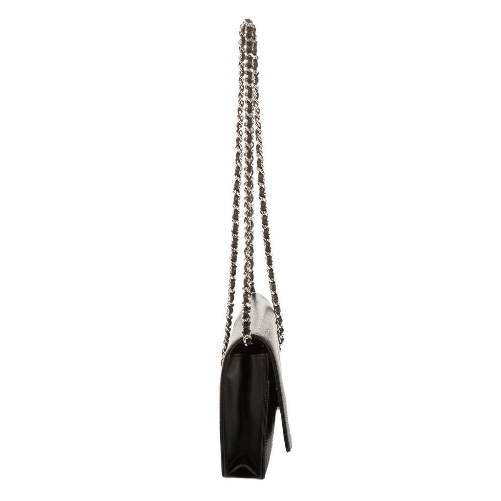 Chanel CC Wallet Black Caviar Leather on Chain — view 4