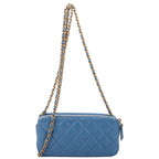 Chanel Double Zip Wallet on Chain Blue Quilted Lambskin Leather Shoulder Bag — view 5