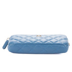 Chanel Double Zip Wallet on Chain Blue Quilted Lambskin Leather Shoulder Bag — view 6