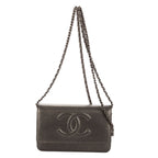 Chanel CC Wallet on Chain Dark Gray Caviar Leather