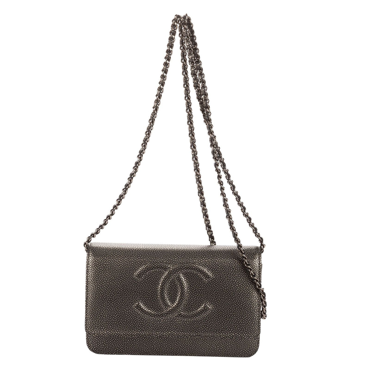 Chanel CC Wallet on Chain Dark Gray Caviar Leather
