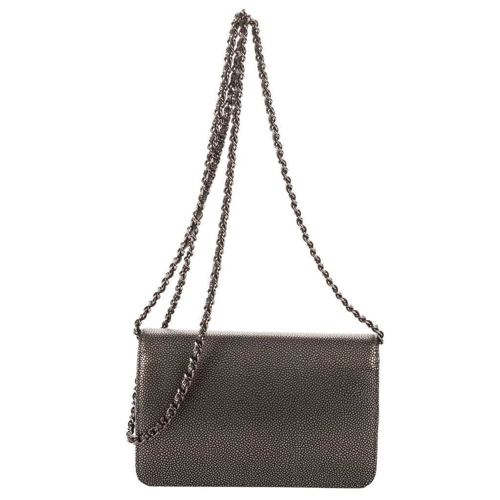 Chanel CC Wallet on Chain Dark Gray Caviar Leather — view 5