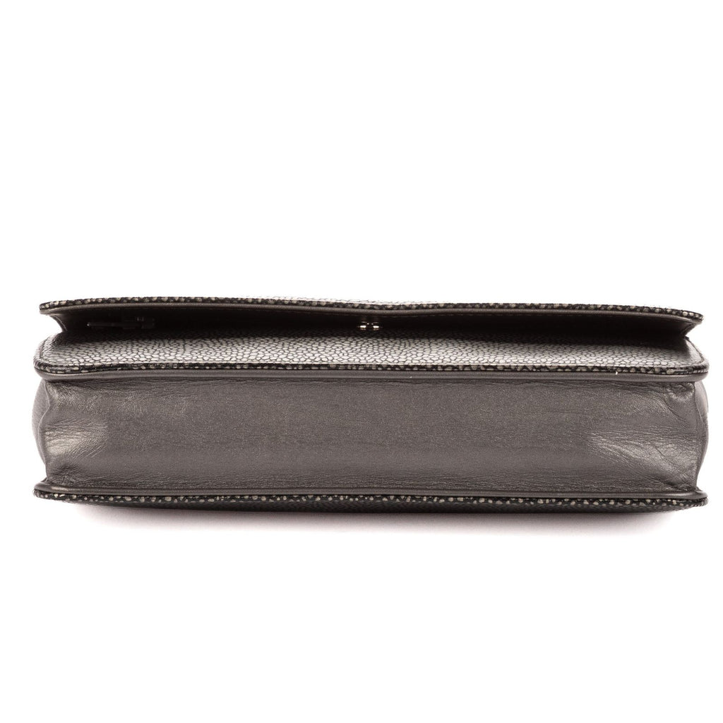 Chanel CC Wallet on Chain Dark Gray Caviar Leather — view 6