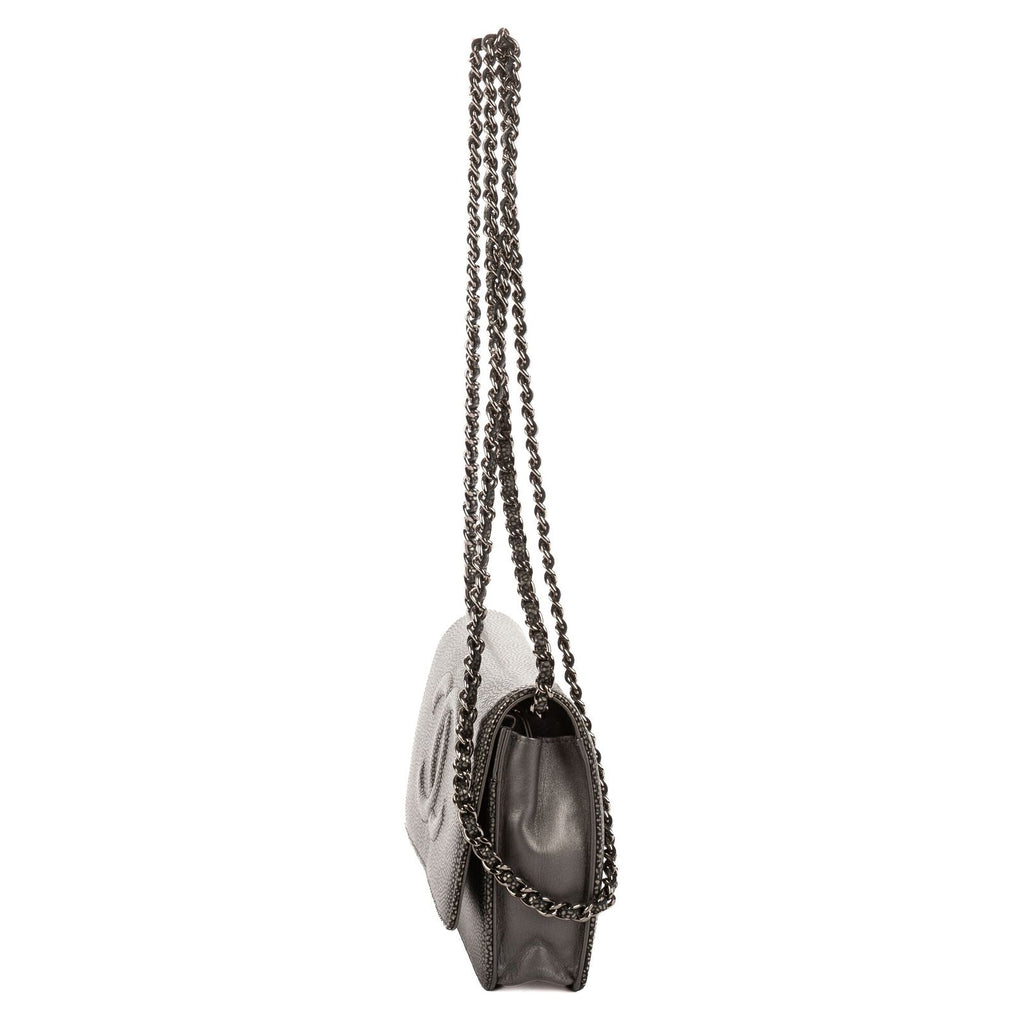 Chanel CC Wallet on Chain Dark Gray Caviar Leather — view 3