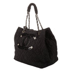 Chanel CC Logo Tote Bag Black Quilted Crinkled Nylon — view 2