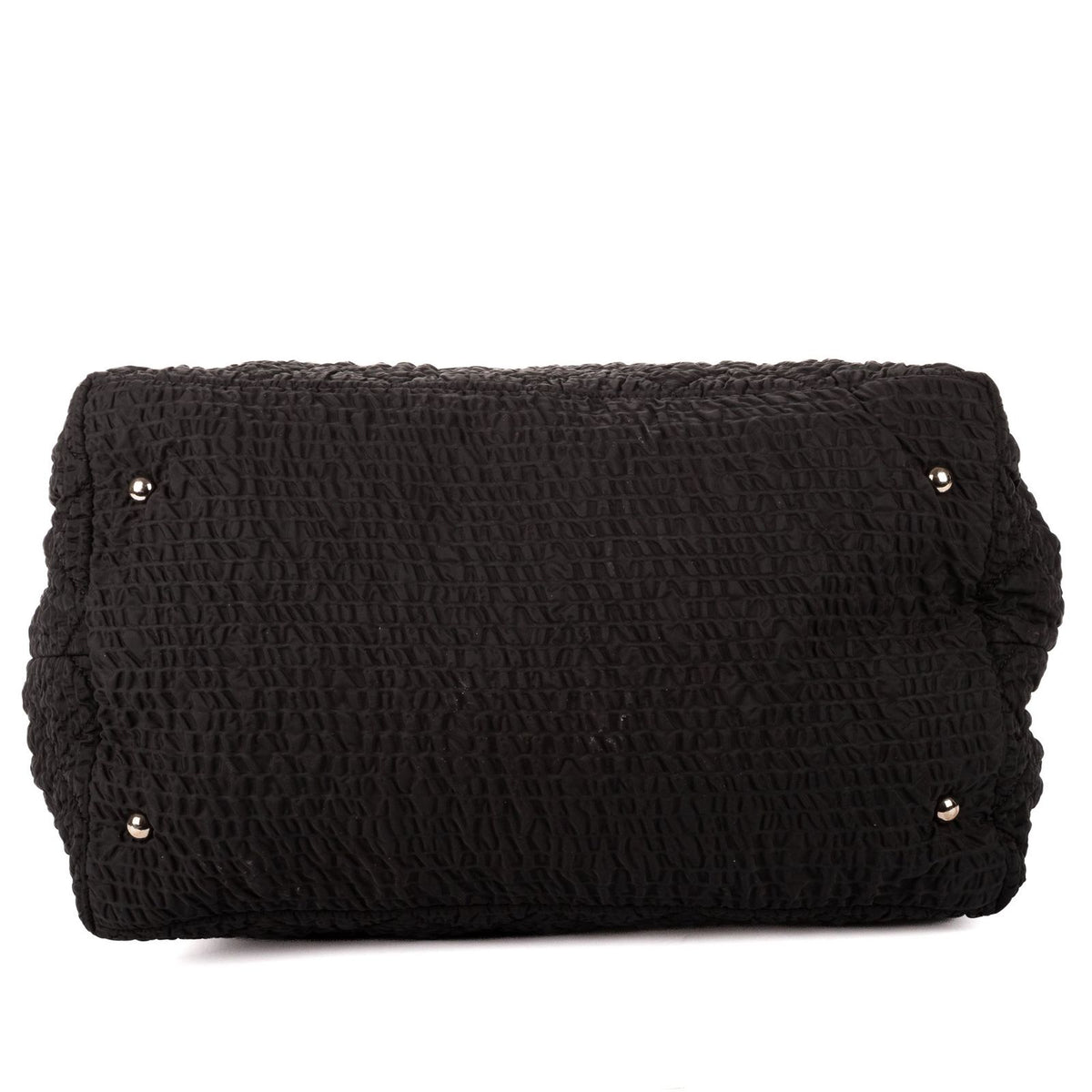Chanel CC Logo Tote Bag Black Quilted Crinkled Nylon — view 6