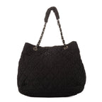 Chanel CC Logo Tote Bag Black Quilted Crinkled Nylon — view 5
