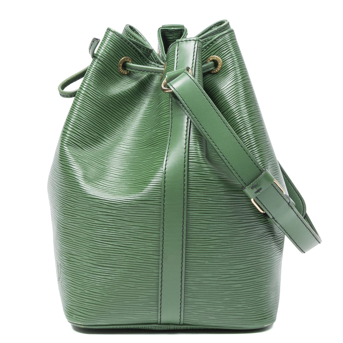 Louis Vuitton Noe Black Stitch Green Epi Bucket Bag — view 3