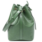 Louis Vuitton Noe Black Stitch Green Epi Bucket Bag — view 4