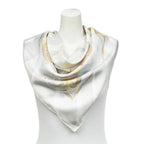 Hermes Scarf Ivory Gray Yellow Twill Silk