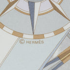 Hermes Scarf Ivory Gray Yellow Twill Silk — view 4