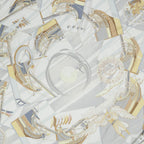 Hermes Scarf Ivory Gray Yellow Twill Silk — view 3