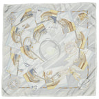 Hermes Scarf Ivory Gray Yellow Twill Silk — view 2